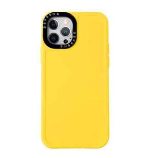 For iPhone 11 Pro Max Black Lens Frame TPU Phone Case (Yellow)