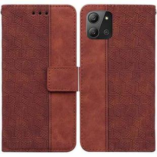 For Infinix Hot 11 2022 Geometric Embossed Leather Phone Case(Brown)