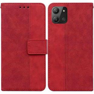 For Infinix Hot 11 2022 Geometric Embossed Leather Phone Case(Red)