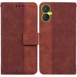 For Tecno Spark 9 Pro Geometric Embossed Leather Phone Case(Brown)