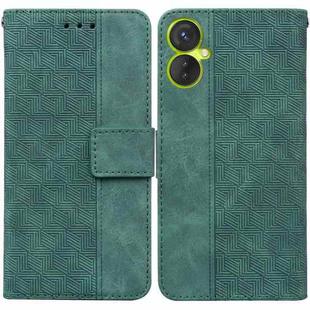 For Tecno Spark 9 Pro Geometric Embossed Leather Phone Case(Green)