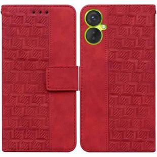 For Tecno Spark 9 Pro Geometric Embossed Leather Phone Case(Red)