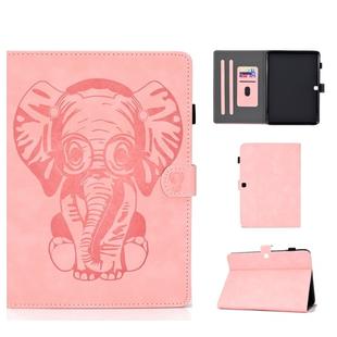 For Galaxy Tab 4 10.1 T530 Embossed Elephant Pattern Horizontally Flip PU Leather Case with Magnetic Buckle & Bracket and Card Slot(Pink)
