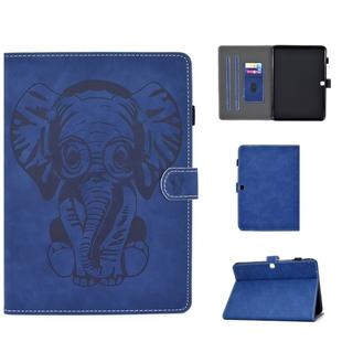 For Galaxy Tab 4 10.1 T530 Embossed Elephant Pattern Horizontally Flip PU Leather Case with Magnetic Buckle & Bracket and Card Slot(Blue)