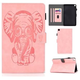 For Galaxy Tab A 8.0 (2019) T290 T295 Embossed Elephant Pattern Horizontally Flip PU Leather Case with Magnetic Buckle & Bracket and Card Slot(Pink)