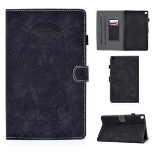 For Galaxy Tab A 10.1 (2019) T510 T515 Embossed Elephant Pattern Horizontally Flip PU Leather Case with Magnetic Buckle & Bracket and Card Slot(Black)