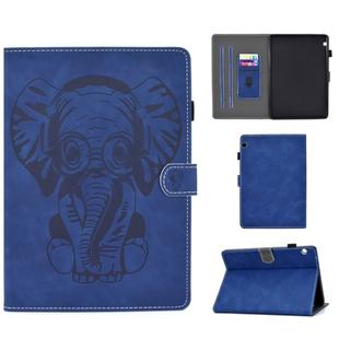 For Huawei T3-10.0 Embossed Elephant Pattern Horizontally Flip PU Leather Case with Magnetic Buckle & Bracket and Card Slot(Blue)