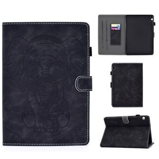 For Huawei T5-10.0 Embossed Elephant Pattern Horizontally Flip PU Leather Case with Magnetic Buckle & Bracket and Card Slot(Black)