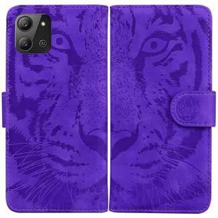 For Infinix Hot 11 2022 Tiger Embossing Pattern Horizontal Flip Leather Phone Case(Purple)