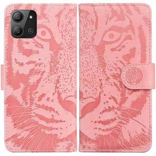 For Infinix Hot 11 2022 Tiger Embossing Pattern Horizontal Flip Leather Phone Case(Pink)