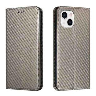 For iPhone 14 Plus Carbon Fiber Texture Magnetic Flip Leather Phone Case (Grey)