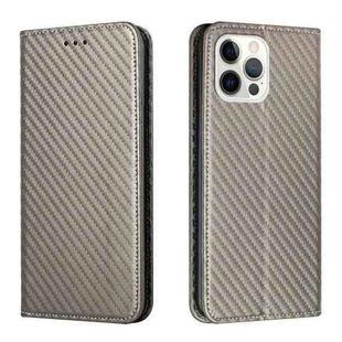 For iPhone 14 Pro Carbon Fiber Texture Magnetic Flip Leather Phone Case(Grey)