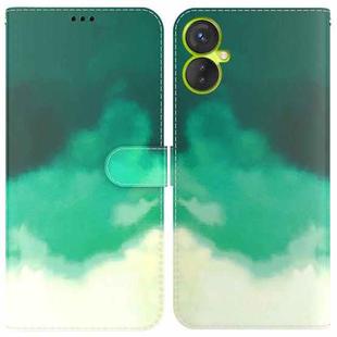 For Tecno Spark 9 Pro Watercolor Pattern Horizontal Flip Leather Phone Case(Cyan Green)