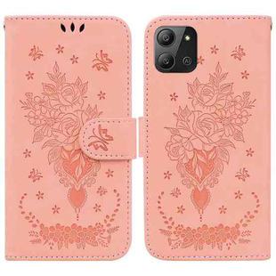 For Infinix Hot 11 2022 Butterfly Rose Embossed Leather Phone Case(Pink)