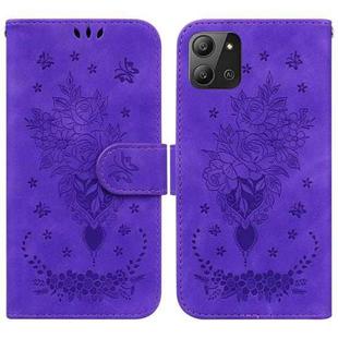 For Infinix Hot 11 2022 Butterfly Rose Embossed Leather Phone Case(Purple)