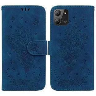 For Infinix Hot 11 2022 Butterfly Rose Embossed Leather Phone Case(Blue)