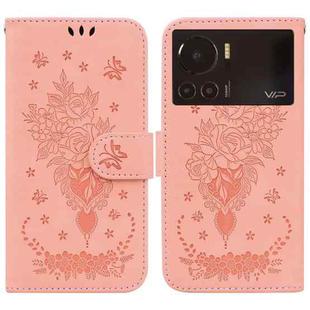 For Infinix Note 12 VIP Butterfly Rose Embossed Leather Phone Case(Pink)