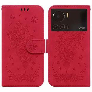 For Infinix Note 12 VIP Butterfly Rose Embossed Leather Phone Case(Red)