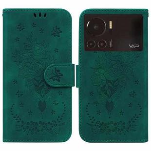 For Infinix Note 12 VIP Butterfly Rose Embossed Leather Phone Case(Green)