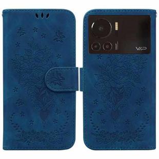 For Infinix Note 12 VIP Butterfly Rose Embossed Leather Phone Case(Blue)