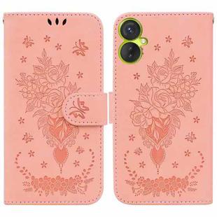 For Tecno Spark 9 Pro Butterfly Rose Embossed Leather Phone Case(Pink)