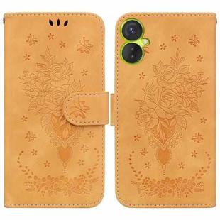 For Tecno Spark 9 Pro Butterfly Rose Embossed Leather Phone Case(Yellow)