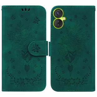 For Tecno Spark 9 Pro Butterfly Rose Embossed Leather Phone Case(Green)