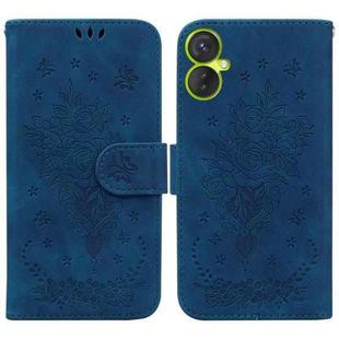 For Tecno Spark 9 Pro Butterfly Rose Embossed Leather Phone Case(Blue)