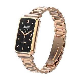 For Xiaomi Mi Band 7 Pro Three-Bead Metal Watch Band(Rose Gold)