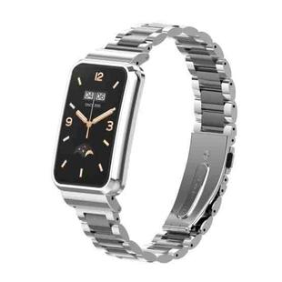 For Xiaomi Mi Band 7 Pro Three-Bead Metal Watch Band(Silver Black)