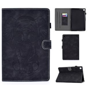 For Galaxy Tab S5e T720 T725 Embossed Elephant Pattern Horizontal Flip PU Leather Case with Sleep Function & Magnetic Buckle & Bracket and Card Slot(Black)