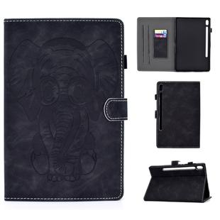 For Galaxy Tab S6 T860 T865 Embossed Elephant Pattern Horizontal Flip PU Leather Case with Sleep Function & Magnetic Buckle & Bracket and Card Slot(Black)