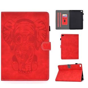 For iPad 9.7 2017 / 2018 Embossed Elephant Pattern Horizontal Flip PU Leather Case with Sleep Function & Magnetic Buckle & Bracket and Card Slot(Red)