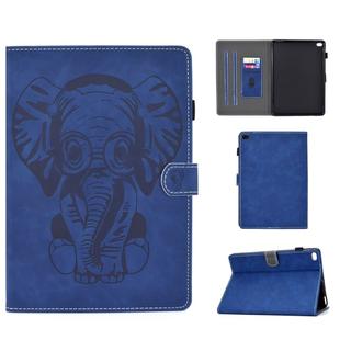 For iPad 9.7 2017 / 2018 Embossed Elephant Pattern Horizontal Flip PU Leather Case with Sleep Function & Magnetic Buckle & Bracket and Card Slot(Blue)