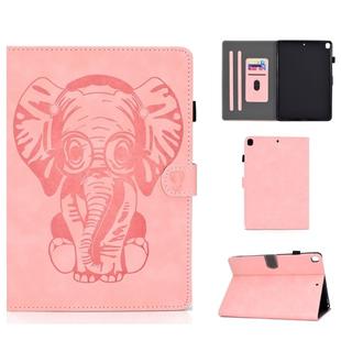 For iPad 10.2 10.5 /  iPad Air 10.5 2019 Embossed Elephant Pattern Horizontal Flip PU Leather Case with Sleep Function & Magnetic Buckle & Bracket and Card Slot(Pink)