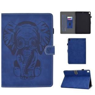For iPad 10.2 10.5 /  iPad Air 10.5 2019 Embossed Elephant Pattern Horizontal Flip PU Leather Case with Sleep Function & Magnetic Buckle & Bracket and Card Slot(Blue)