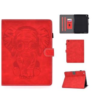 For iPad 2 3 4 Embossed Elephant Pattern Horizontal Flip PU Leather Case with Sleep Function & Magnetic Buckle & Bracket and Card Slot(Red)