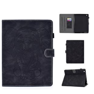 For iPad 2 3 4 Embossed Elephant Pattern Horizontal Flip PU Leather Case with Sleep Function & Magnetic Buckle & Bracket and Card Slot(Black)