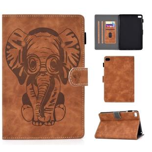 For iPad mini 1/2/3/4/5 Embossed Elephant Pattern Horizontal Flip PU Leather Case with Sleep Function & Magnetic Buckle & Bracket and Card Slot(Brown)