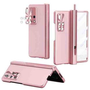 For Huawei Mate X2 Electroplating Hinged Folding Phone Case with S Pen Fold Edtion(Pink)