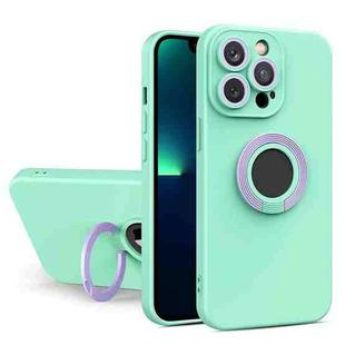 For iPhone 14 Plus Contrast Color TPU Holder Phone Case (Light Green)