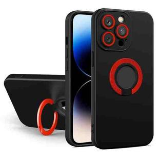 For iPhone 14 Pro Contrast Color TPU Holder Phone Case(Black Red)