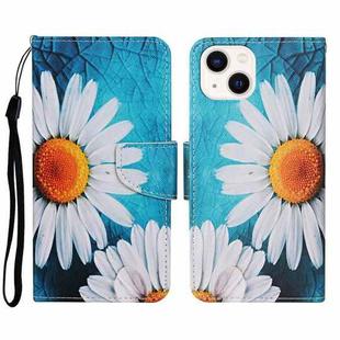 For iPhone 14 Plus 3D Colored Drawing Flip Leather Phone Case (Chrysanthemum)
