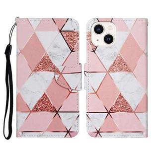 For iPhone 14 Plus 3D Colored Drawing Flip Leather Phone Case (Marble)