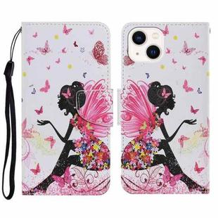 For iPhone 14 Plus 3D Colored Drawing Flip Leather Phone Case (Dance Girl)