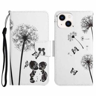 For iPhone 14 Plus 3D Colored Drawing Flip Leather Phone Case (Dandelions)