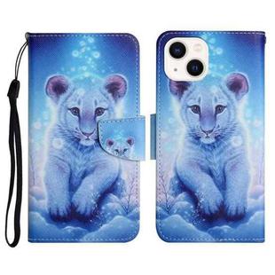For iPhone 14 Plus 3D Colored Drawing Flip Leather Phone Case (Leopard)