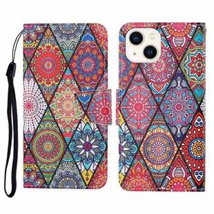 For iPhone 14 Plus 3D Colored Drawing Flip Leather Phone Case (Rhombus Totem)