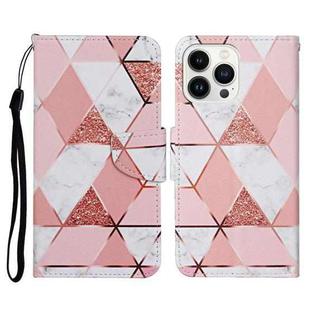 For iPhone 14 Pro 3D Colored Drawing Flip Leather Phone Case(Marble)