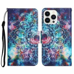 For iPhone 14 Pro 3D Colored Drawing Flip Leather Phone Case(Star Mandala)